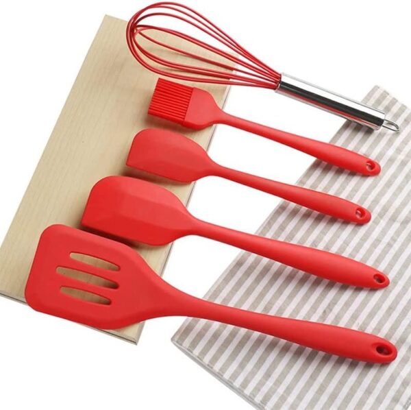 Silicone Cooking Utensils Set,Innovative Life 5-Piece Non-Stick Kitchen Utensil Set,600°F Heat Resistant,BPA Free,Baking&Serving Utensils,Cookware Gadgets Tools (Red) - Image 7