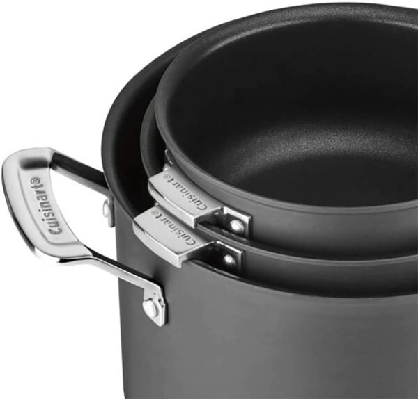 CUISINART N61-11 Nonstick Hard-Anodized Nesting Cookware Set, 11 Piece, Black - Image 2