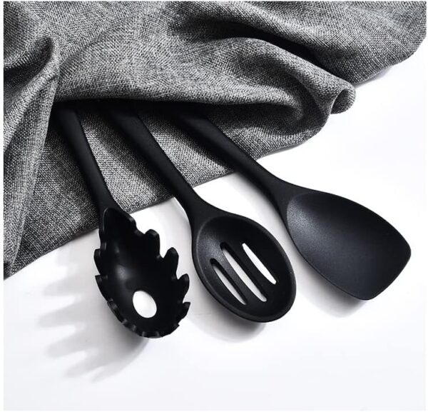 10 pcs Silicone Cooking Utensils Set - 480°F Heat Resistant Kitchen Utensils,Spoon,Kitchen Utensil Gadgets Tools Set for Nonstick Cookware,Dishwasher Safe (Grey) - Image 9