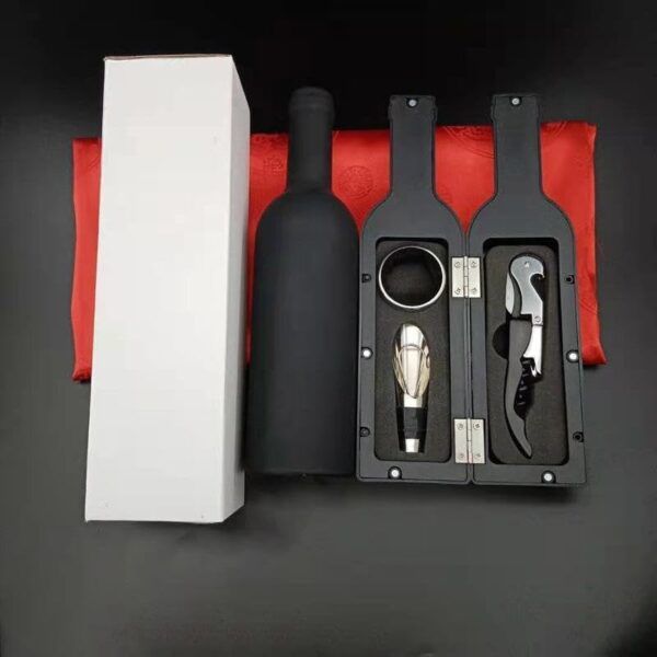 Wine opener gift tet, 3-Piece Premium Wine Gift Set with a Corkscrew, Drip Ring, Wine Pourer. Includes a Gift Box. wine accessories, wine lover, bottle shaped case. - Image 2