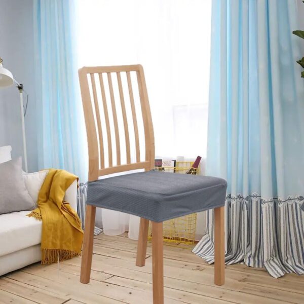 Albassa Chair Seat Covers Set of 2 Waterproof Dining Room Chair Covers Stretch Kitchen Chair Slipcovers Protector for Armless Chairs (2, Dark Grey, Rear Covered) - Image 7