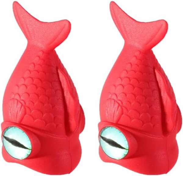 Funny Fish Wine Bottle Stopper, Silicone Stoppers, Reusable, Leak Proof, Cute, Decorative, Suitable for various types of bottle necks（Set of 2 ，red）