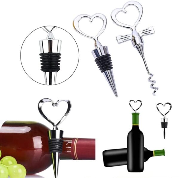 2 Pack Heart Wine Bottle Stopper, BetterJonny Stainless Steel Wine Bottle Stopper and Bottle-opener with Gift Box Packing Handheld Wine Bottle Cork Remover Accessory Tool for Holiday Wedding Party - Image 3