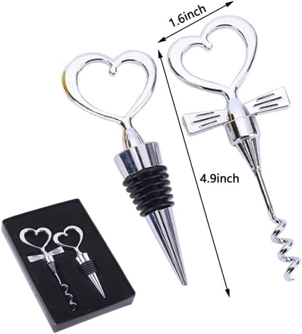 2 Pack Heart Wine Bottle Stopper, BetterJonny Stainless Steel Wine Bottle Stopper and Bottle-opener with Gift Box Packing Handheld Wine Bottle Cork Remover Accessory Tool for Holiday Wedding Party - Image 2