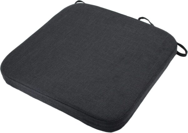 2'' Memory Foam Thick Chair Cushions for Dining Chair,Square Non-Slip Seat Pads Removable, Machine Washable Cover and Ties,Indoor Dining Room and Kitchen Chairs 16'' x 16'' Black