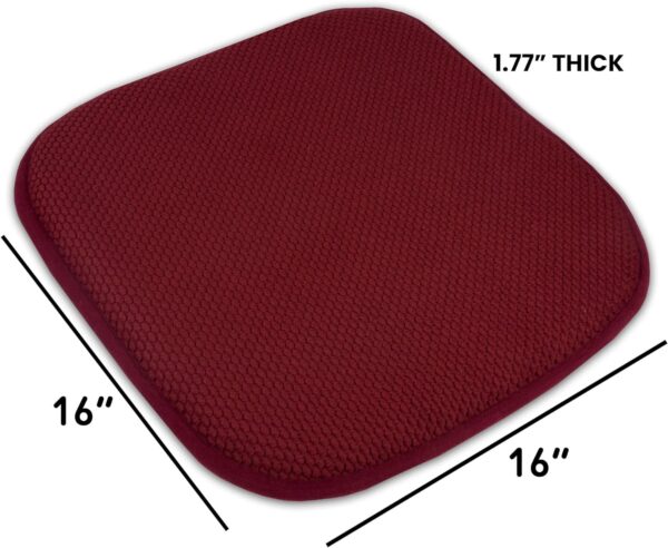 Sweet Home Collection Cushion Memory Foam Chair Pads Honeycomb Nonslip Back Seat Cover 16" x 16" 6 Pack Wine Burgundy - Image 4