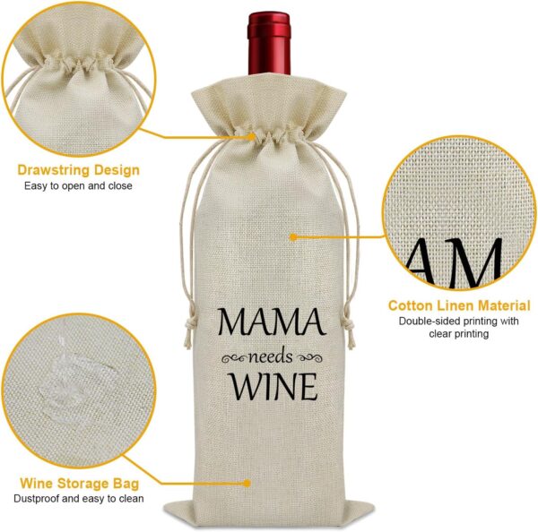 Funny Mom Gifts from Son Wine Bag Mother Birthday Gifts from Daughter Mothers Day Gifts for Mom Wine Bottle Storage Bag Mom Wedding Gifts from Bride Wine Accessories Gifts for Wine Lovers - Image 3