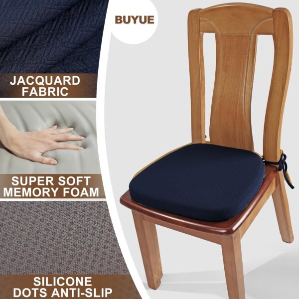 BUYUE Luxury 100% Pure Memory Foam Chair Cushion 1 Pack, Jacquard 16" U-Shape Comfortable Dining Chair Pad, Removable Slip Resistant Kitchen Chair Seat Cushion, (1 Piece, Navy Blue) - Image 5