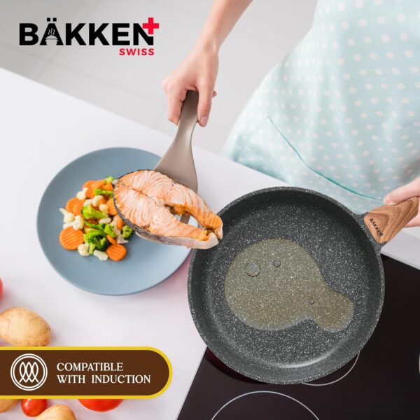 Bakken-Swiss 14-Piece Kitchen Cookware Set – Granite Non-Stick – Eco-Friendly – for All Stoves & Oven-Safe - Marble coatin - Image 2