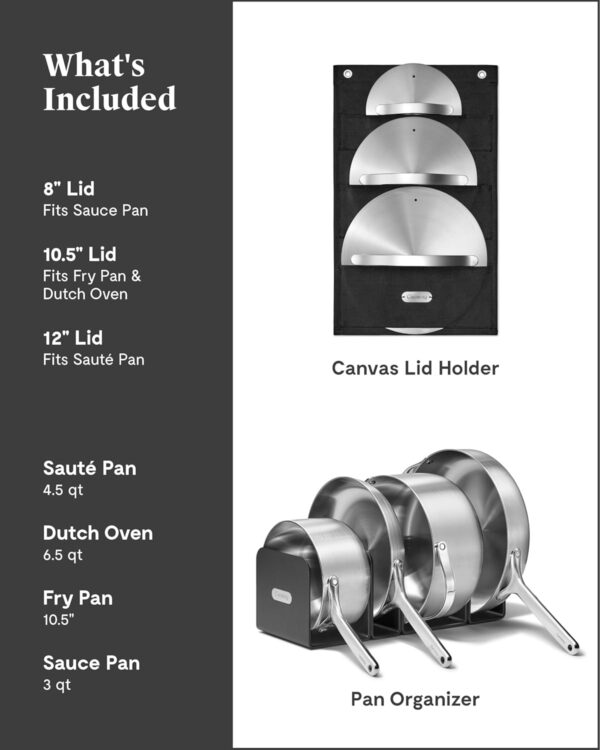 Caraway Stainless Steel Cookware Set (4 Piece) - 5-Ply Stainless Steel Pots & Pans - Includes Fry Pan, Sauce Pan, Sauté Pan, Dutch Oven, & Storage - Non Toxic, PTFE & PFOA Free - Image 3